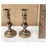2 Brass Candlestick Holders 4' England