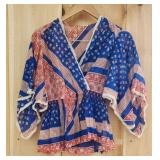 Woman's 1970's red/white/blue blouse