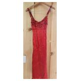 Spaghetti Strapped Sequin Red Dress
