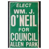 Vintage Election Cardboard Poster- Allen Park, MI
