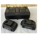 2 Worx 20V Batteries & Charger