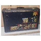 Vintage Wardrobe Suitcase w/ Travel Stickers