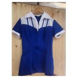 Vintage Nurses Aide Top Blue/White