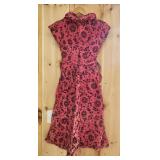 1960's Floral Black/Red Dress