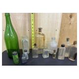 Green, Blue & Clear Glass Bottles