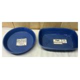 2 New Blue Stoneware Baking Dishes- 10' & 2 Qt.