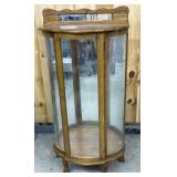 Oak Curio Lighted Display Cabinet- No Shelves