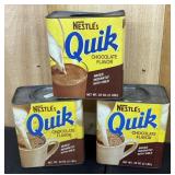 3 Nestles Quik Chocolate Flavor Containers