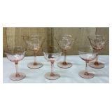 6 Pink Depression Glasses