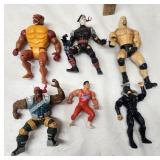 6 Collectible toy figures. Wrestling, Etc.