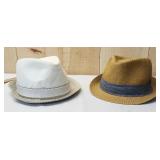 2 Fedora Vintage Hats white/burnt yellow