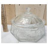 Glass Covered Dish Grape Design