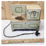 Vintage Toy Electric Green Metal Stove