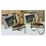 Pair of Electrified Log & Candles by Union w/ Box