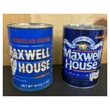 2 Maxwell House Coffee Tins