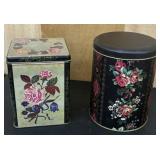 2 Vintage Floral Tin Boxes