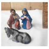 Small Nativity Set Joseph, Mary, Donkey Japan