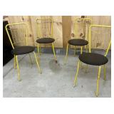 Set of 4 Yellow Metal Chairs
