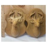 2 Vintage Buck Deer Wall Plaques