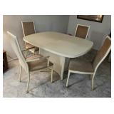 Ivory Dining Set w/ 5 Upholstered Chairs