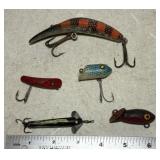 5 Wooden Fishing Lures