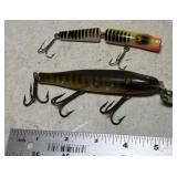 2 Larger Wooden Fishing Lures- 1 Jointed