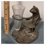 Bronze Butler Frog w/ Vase Figurine