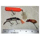 3 Wooden Fishing Lures- 1 Jointed