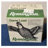 Full Box Remington 20 Gauge #6 Shot Shells