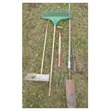 Yard Tools- Pitchfork, Rake, Shovel