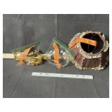 VINTAGE LAMP PARTS, SHADE FABRIC, FINIAL