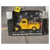 1947 DODGE PICKUP TRUCK BANK, COCA-COLA, DIE CAST