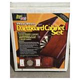 NEW WOOD VENEER CABINET DART BOARD SET