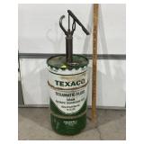 TEXACO METAL TRANSMISSION FLUID BARREL W/ PUMP
