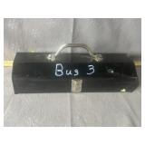 METAL TOOL BOX W/ SEVERAL WRENCHES, WIRE CUTTERS