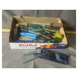 SCREWDRIVERS, CHISEL, TAPE MEASURE