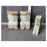CARVED ALABASTER BOOKENDS / DECOR