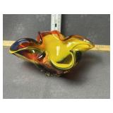 MCM MURANO HAND BLOWN GLASS CANDY DISH RUFFLED