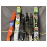 SEVERAL LAWN MOWER BLADES, NEW & OLD