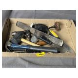 HAND TOOLS, HAMMER, DRILL, PLIERS, LOCK W/ KEY
