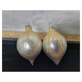 2 VTG. GLASS TEARDROP CHRISTMAS TREE DECORATIONS