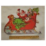 VINTAGE DENNISON SANTA SLEIGH DIE CUT DECORATION