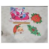 4 VINTAGE DIE CUT CHRISTMAS DECORATIONS