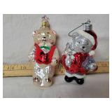 VINTAGE BLOWN GLASS TEDDY BEAR ORNAMENTS