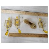 YELLOW AND CLEAR BEADED SUNCATCHER ORNAMENTS