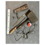 WOOD MALLET, LIGHT, FILE, SCREWDRIVER, BOBBER