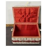 RED WICKER SEWING BASKET
