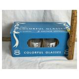 8 COLORFUL GLASSES BY ANCHOR HOCKING IN BOX