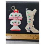 2 NEEDLEPOINT CHRISTMAS TREE DECORATIONS