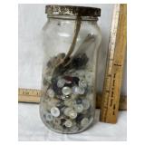 HALF JAR OF VINTAGE CLOTHING BUTTONS